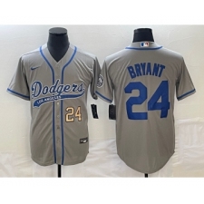 Men's Los Angeles Dodgers #24 Kobe Bryant Number Grey Cool Base Stitched Baseball Jersey