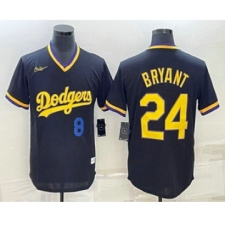 Mens Los Angeles Dodgers #8 #24 Kobe Bryant Number Black Stitched Pullover Throwback Nike Jersey