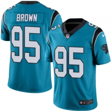 Youth Carolina Panthers #95 Derrick Brown Blue Stitched NFL Limited Rush Jersey