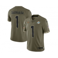 Men's Miami Dolphins #1 Tua Tagovailoa 2022 Olive Salute To Service Limited Stitched Jersey