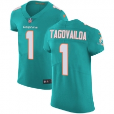 Men's Miami Dolphins #1 Tua Tagovailoa Aqua Green Team Color Stitched Vapor Untouchable Elite Jersey