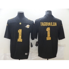 Men's Miami Dolphins #1 Tua Tagovailoa Black Nike Leopard Print Limited Jersey
