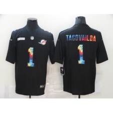 Men's Miami Dolphins #1 Tua Tagovailoa Rainbow Version Nike Limited Jersey