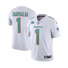 Men's Miami Dolphins 2022 #1 Tua Tagovailoa White With 1-star C Patch Vapor Limited Stitched NFL Jersey
