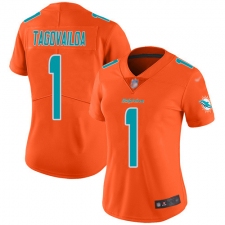 Women's Miami Dolphins #1 Tua Tagovailoa Orange Stitched Limited Inverted Legend Jersey