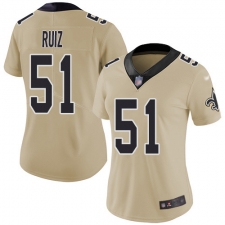 Women's New Orleans Saints #51 Cesar Ruiz Gold Stitched NFL Limited Inverted Legend Jersey