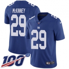 Youth New York Giants #29 Xavier McKinney Royal Blue Team Color Stitched 100th Season Vapor Untouchable Limited Jersey