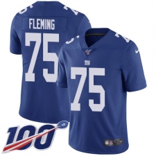 Youth New York Giants #75 Cameron Fleming Royal Blue Team Color Stitched 100th Season Vapor Untouchable Limited Jersey