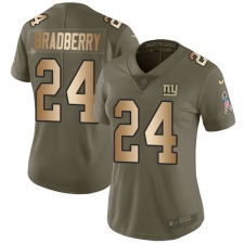 Women's New York Giants #24 James Bradberry Olive Gold Stitched Limited 2017 Salute To Service Jersey