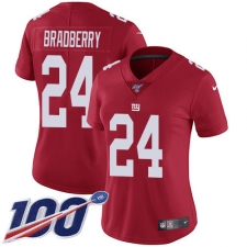 Women's New York Giants #24 James Bradberry Red Alternate Stitched 100th Season Vapor Untouchable Limited Jersey