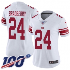Women's New York Giants #24 James Bradberry White Stitched 100th Season Vapor Untouchable Limited Jersey