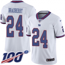 Youth New York Giants #24 James Bradberry White Stitched Limited Rush 100th Season Jersey