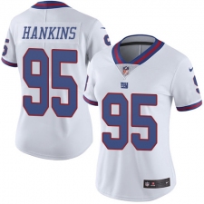 Women's New York Giants #95 Johnathan Hankins Limited White Rush NFL Jersey