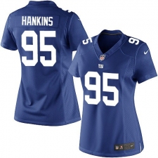 Women's Nike New York Giants #95 Johnathan Hankins Elite Royal Blue Jersey