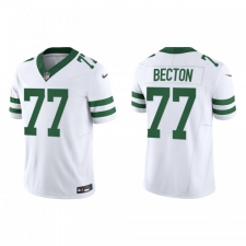 Men's Nike New York Jets #77 Mekhi Becton White 2023 F.U.S.E. Vapor Limited Throwback Stitched Football Jersey