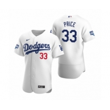 Men's Los Angeles Dodgers #33 David Price White 2020 World Series Champions Authentic Jersey