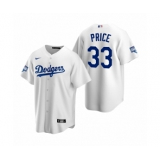 Men's Los Angeles Dodgers #33 David Price White 2020 World Series Champions Replica Jersey