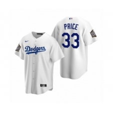 Men's Los Angeles Dodgers #33 David Price White 2020 World Series Replica Jersey