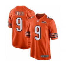 Men's Chicago Bears #9 Nick Foles Orange 100th Season Game Team Color Jersey
