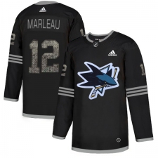 Men's Adidas San Jose Sharks #12 Patrick Marleau Black Authentic Classic Stitched NHL Jersey
