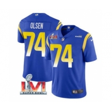 Men's Los Angeles Rams #74 Merlin Olsen Royal 2022 Super Bowl LVI Vapor Limited Stitched Jersey