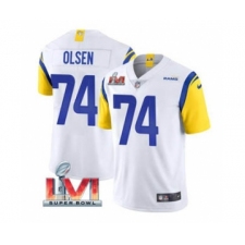 Men's Los Angeles Rams #74 Merlin Olsen White 2022 Super Bowl LVI Vapor Limited Stitched Jersey