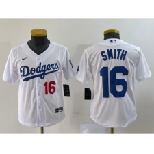 Youth Nike Los Angeles Dodgers #16 Will Smith Number White Stitched Cool Base Jersey