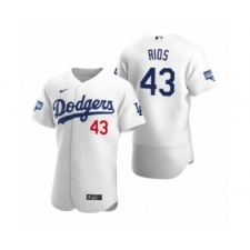 Men's Los Angeles Dodgers #43 Edwin Rios White 2020 World Series Champions Authentic Jersey