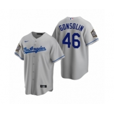 Men's Los Angeles Dodgers #46 Tony Gonsolin Gray 2020 World Series Replica Jersey