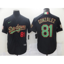 Men's Los Angeles Dodgers #81 Victor Gonzalez Black 2020 World Series Authentic Jersey