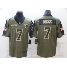 Men's Dallas Cowboys #7 Trevon Diggs Nike Olive 2021 Salute To Service Limited Player Jersey