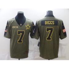 Men's Dallas Cowboys #7 Trevon Diggs Olive Gold 2021 Salute To Service Limited Player Jersey