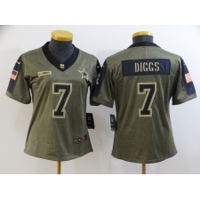 Women's Dallas Cowboys #7 Trevon Diggs Nike Olive 2021 Salute To Service Limited Player Jersey
