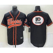 Men's Nike Philadelphia Flyers Black Team Big Logo Cool Base Stitched Baseball Jersey