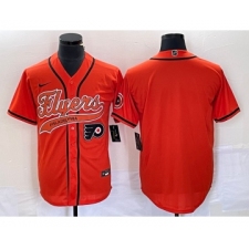 Men's Nike Philadelphia Flyers Blank Orange Cool Base Stitched Baseball Jersey