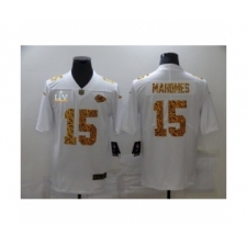 Men's  Kansas City Chiefs #15 Patrick Mahomes White Leopard Super Bowl LV Jersey