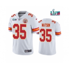 Men's Kansas City Chiefs #35 Jaylen Watson White Super Bowl LVII Patch Vapor Untouchable Limited Stitched Jersey