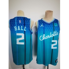Men's Charlotte Hornets #2 Lamelo Ball Blue 2021-22 City Edition Stitched Basketball Jersey