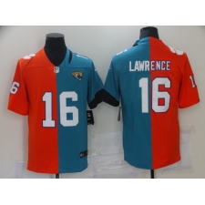 Men's Jacksonville Jaguars #16 Trevor Lawrence Green-Orange Split Fashion Football Limited Jersey