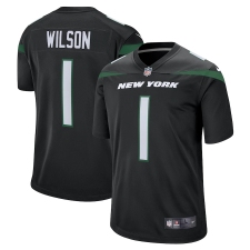 Men's New York Jets #1 Zach Wilson Nike Black 2021 NFL Draft First Round Pick Game Jersey