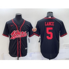 Men's San Francisco 49ers #5 Trey Lance Black Stitched Cool Base Nike Baseball Jersey