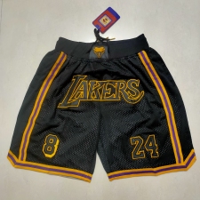 Men's Los Angeles Lakers 8-24 Black Kobe Bryant Shorts