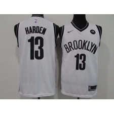 Men's Nike Brooklyn Nets #13 James Harden Authentic White Basketball Jersey