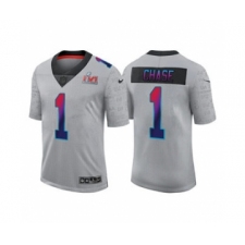 Men's Cincinnati Bengals #1 Ja'Marr Chase 2022 Gray Super Bowl LVI Limited Stitched Jersey