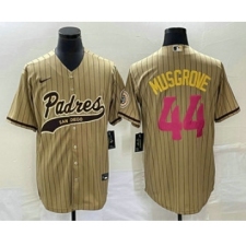 Men's San Diego Padres #44 Joe Musgrove Tan Pinstripe 2023 City Connect Cool Base Stitched Jersey 1