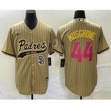 Men's San Diego Padres #44 Joe Musgrove Tan Pinstripe 2023 City Connect Cool Base Stitched Jersey