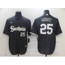 Men's Nike White Sox Southside #25 Jim Abbott Black City Connect Authentic Jersey