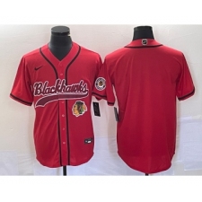 Men's Nike Chicago Blackhawks Blank Red Cool Base Stitched Baseball Jersey
