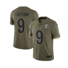 Men's Los Angeles Rams #9 Matthew Stafford 2022 Olive Salute To Service Limited Stitched Jersey