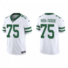 Men's Nike New York Jets #75 Alijah Vera-Tucker White 2023 F.U.S.E. Vapor Limited Throwback Stitched Football Jersey